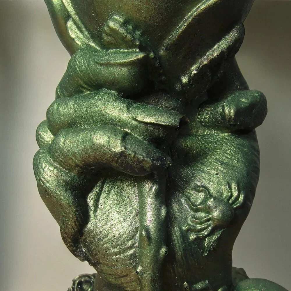 Aquarium Decoration - Creepy Hand with Green Fern Plant.